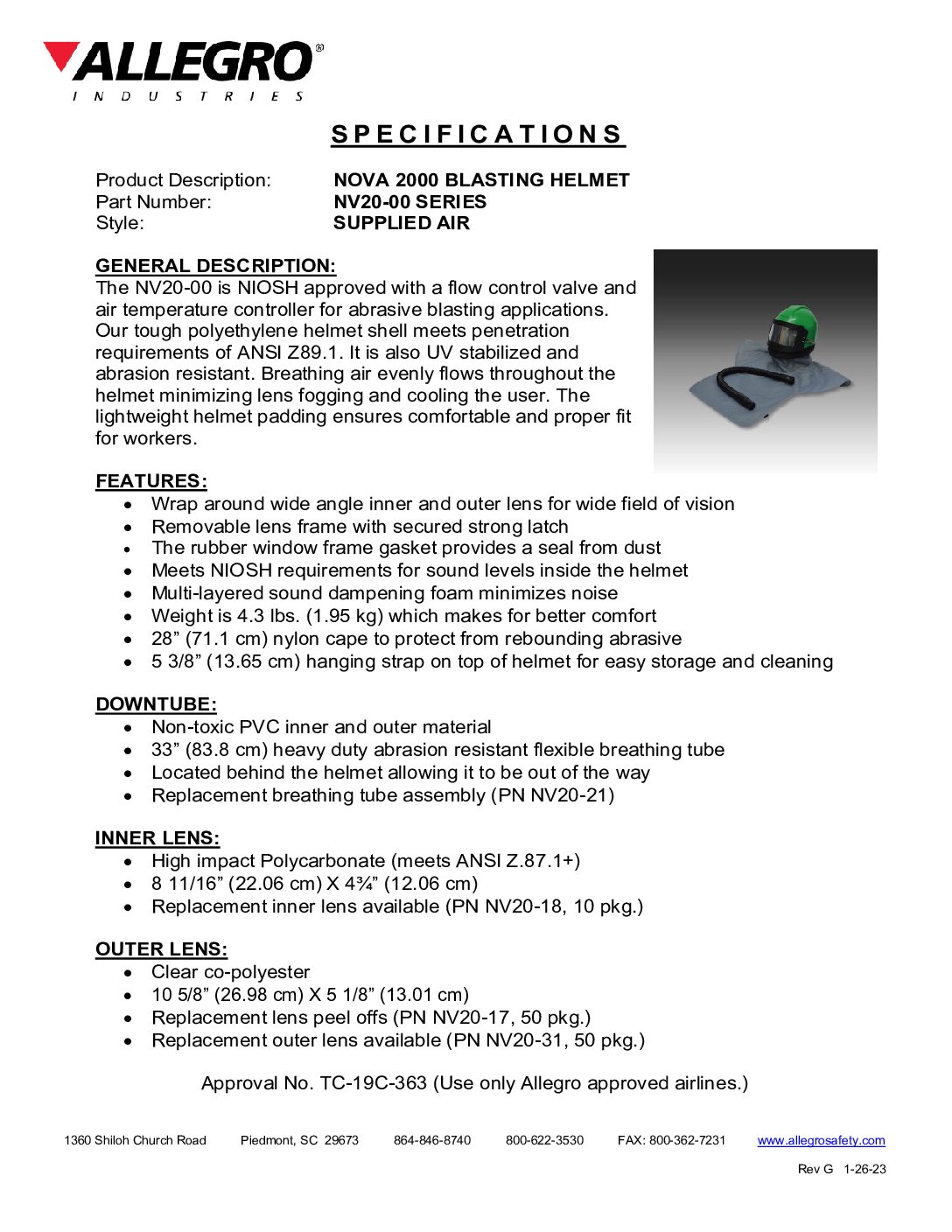 HP Nova 2000™ Helmet w/Flow Control Valve