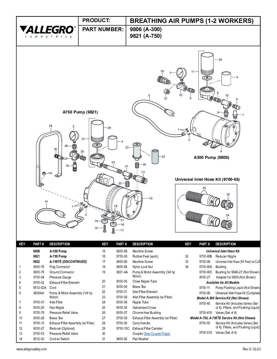 A-750 Breathing Air Pump (Parts)
